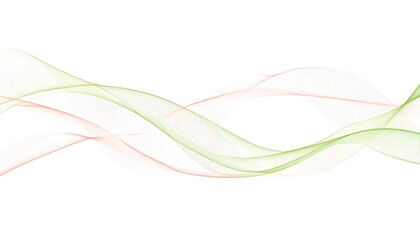 Flowing, transparent ribbons of color, gently curving across a stark white backdrop, creating a sense of movement