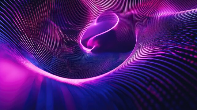 Pink blue neon lights flowing abstract digital waves - Powered by Adobe