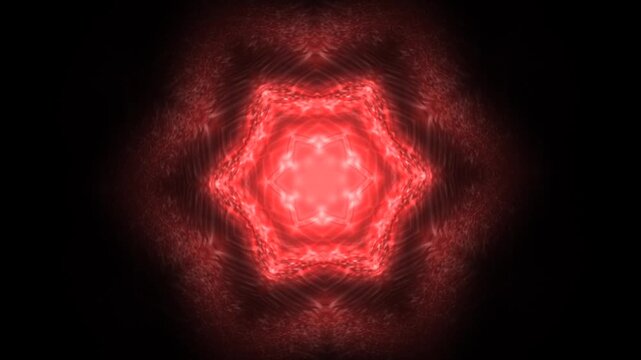 Glowing red star mandala loop, Glowing red mandala abstract background animation. Red kaleidoscope loop,  Abstract fractal mandala animation. - Powered by Adobe