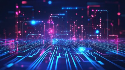 Digital network connecting data world, futuristic city concept