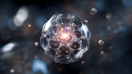Futuristic Nano Molecular Sphere With Glowing Quantum Core
