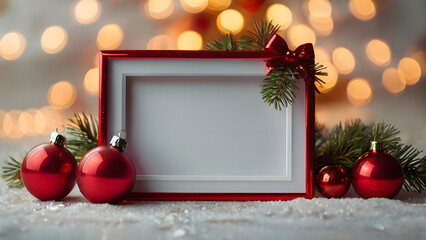 Beautiful Christmas Gift Scene with Red Presents and Festive Decorations