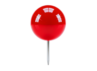 Red thumbtack isolated on transparent background