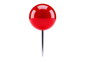 Red thumbtack isolated on transparent background