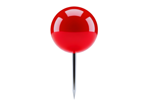 Red thumbtack isolated on transparent background