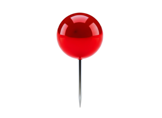 Red thumbtack isolated on transparent background