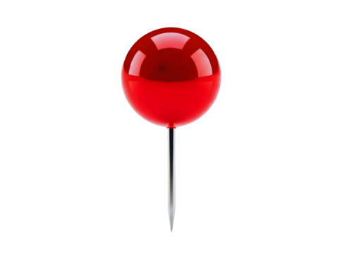 Red thumbtack isolated on transparent background