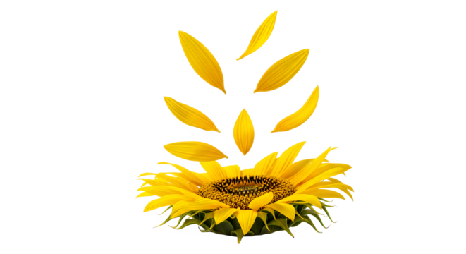 Sunflower with Falling Petals A Bright and Cheerful Summer Image
