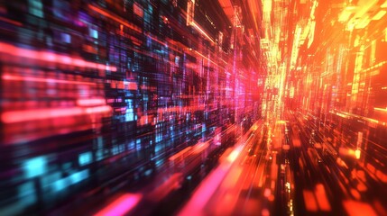 Flying through a digital data tunnel cyberspace network