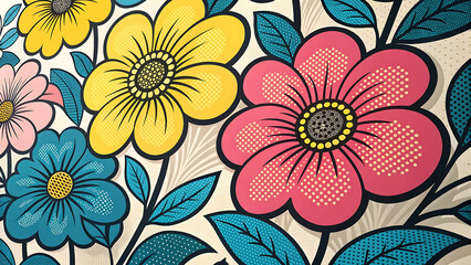 Colorful floral pattern with yellow, pink, and blue flowers 3d wallpaper home decoration custom 3d photo wallpaper panaflex design for wall hd background