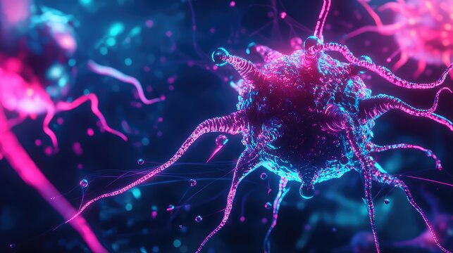 Neuron cell transmitting signals in abstract neural network