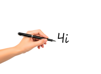 Hand writing the number 4 on a transparent background