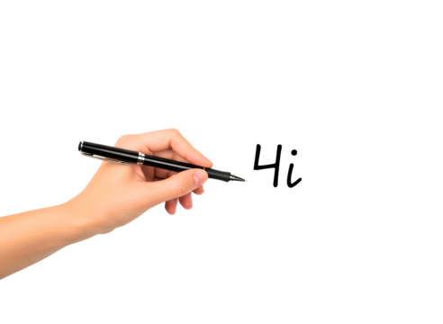 Hand writing the number 4 on a transparent background - Powered by Adobe