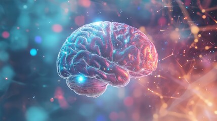 Human brain processing data and neural network activity