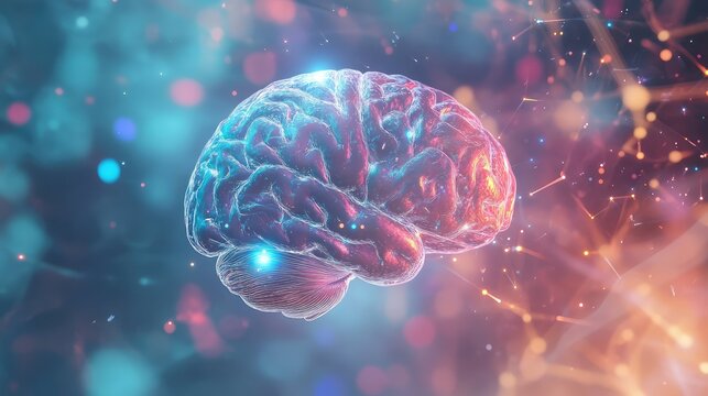 Human brain processing data and neural network activity