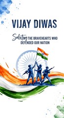 Naklejka premium Indian soldiers celebrate vijay diwas honoring bravehearts defending the nation