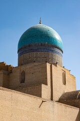 Islamic Mosque with Turquoise Dome and Minaret in Central Asia - Bukhara - Uzbekistan