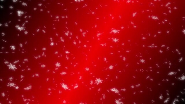 White snow flakes falling down from top to bottom on red gradient background. Abstract background for Merry Christmas, Happy Holidays, Season's greetings, Happy Valentine's day and wedding ceremony.