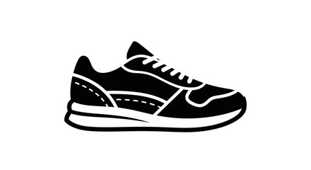 Modern black and white sneaker icon for active lifestyle and athletic pursuits, perfect for fashion and sports branding