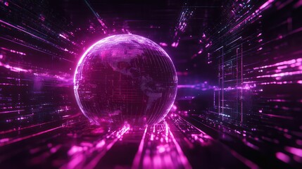 Fototapeta premium Global digital network illuminating data streaming in cyberspace