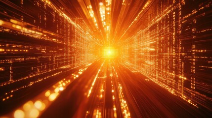 Digital data speeding through abstract technology network tunnel