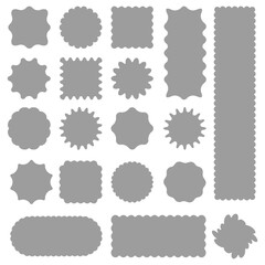 Set grey round and oval, rectangular and square, arch shapes with curvy edges.