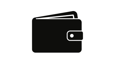 Sleek black wallet icon symbolizing financial security, savings, and modern commerce for business presentations and apps