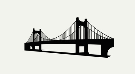 Iconic suspension bridge silhouette symbolizing connection, progress, and urban infrastructure, perfect for architectural and business themes.