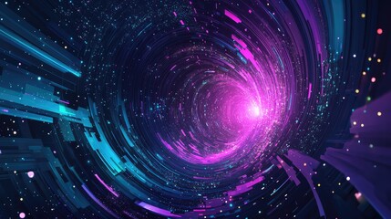 Digital data moving through glowing technology tunnel