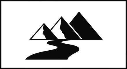 Fototapeta premium Majestic mountain range with a winding river flowing through the valley, symbolizing adventure and natural beauty.