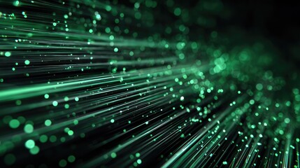 Green fiber optics lines transmitting data and light