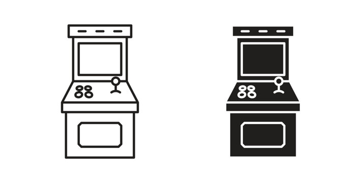 Arcade game machine icon Isolated flat vector in outline collection on white background
