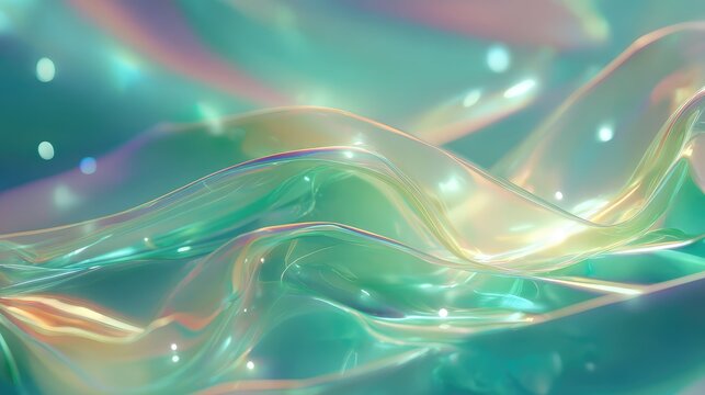 Iridescent liquid waves creating an abstract pastel background