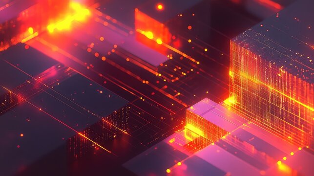 Digital data network connecting glowing server infrastructure