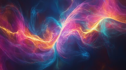 Obraz premium Abstract vibrant energy waves in dark cosmos