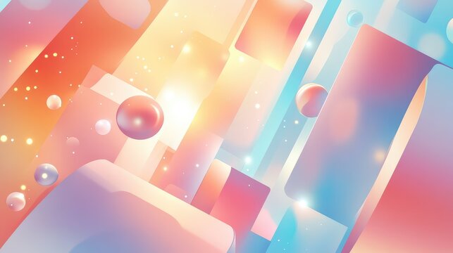 Abstract geometric shapes and spheres forming gradient background