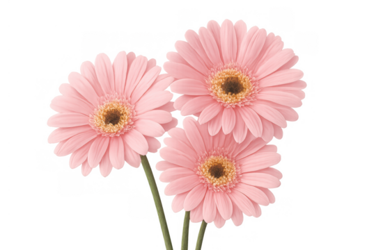 Pink gerbera daisy flowers creating a cheerful botanical bouquet on a transparent background - Powered by Adobe