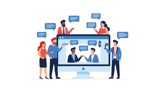 Dynamic online meeting with diverse team members collaborating and sharing ideas for digital marketing strategy in a modern virtual workspace