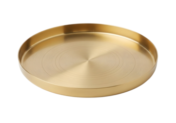 Round brass plate isolated on transparent background