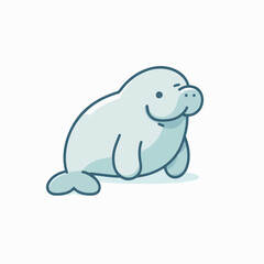 Fototapeta premium flat illustration of dugong animal