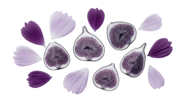 Fig Slices with Petals A Delicate Composition of Nature's Beauty
