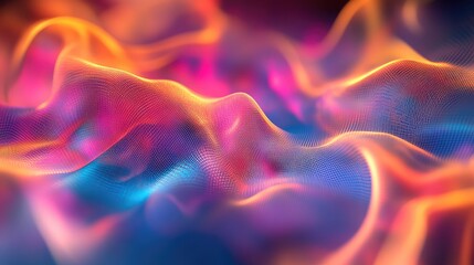 Abstract glowing mesh wave particles forming digital background