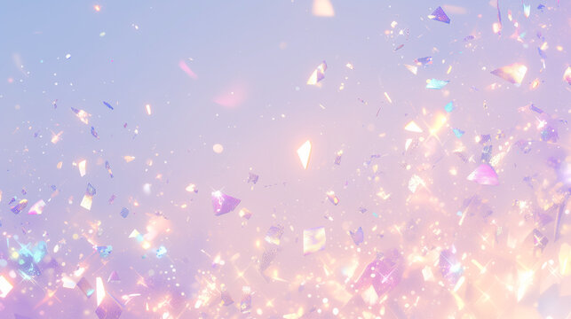 幻想的な、パステルカラーのクリスタルが舞うイラスト背景