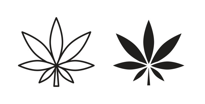 Cannabis leaf icon Isolated flat vector in outline collection on white background