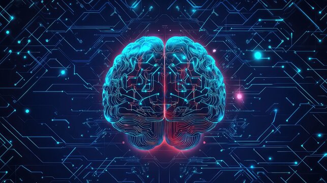 Artificial intelligence brain learning data in digital neural network