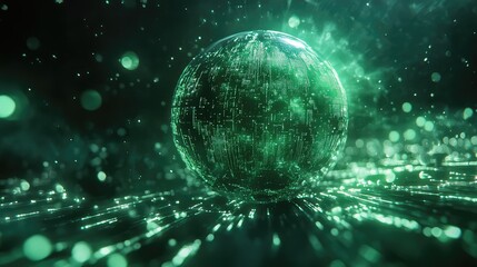 Digital sphere networking bringing global data technology concept