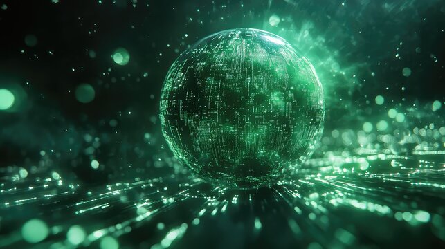 Digital sphere networking bringing global data technology concept