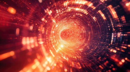 Obraz premium Digital data moving through glowing technology tunnel