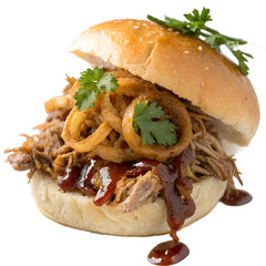 Pulled Pork Sandwich on transparent background