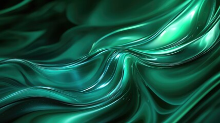 Obraz premium Green liquid waves creating an abstract metallic background surface